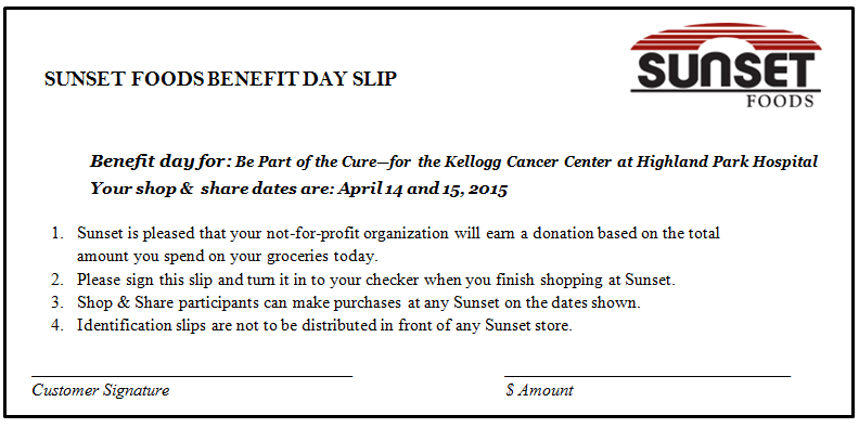 Join Freedom Home Care on April 14th and 15th: Shop at Sunset Foods in Highland Park and Help Support Kellogg Cancer Center