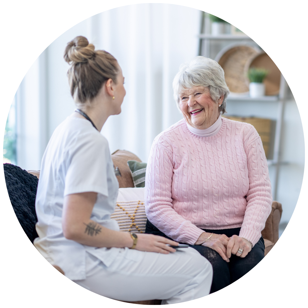 nurse with senior at home